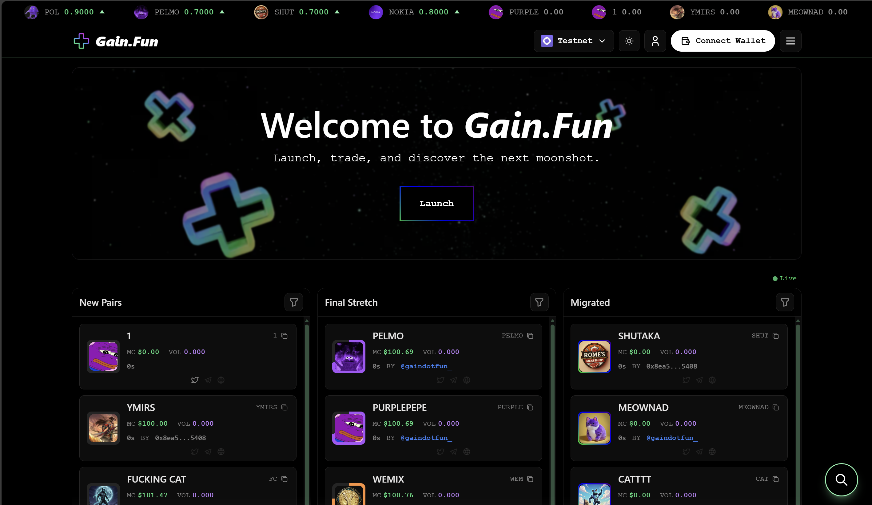 Gain.fun app preview